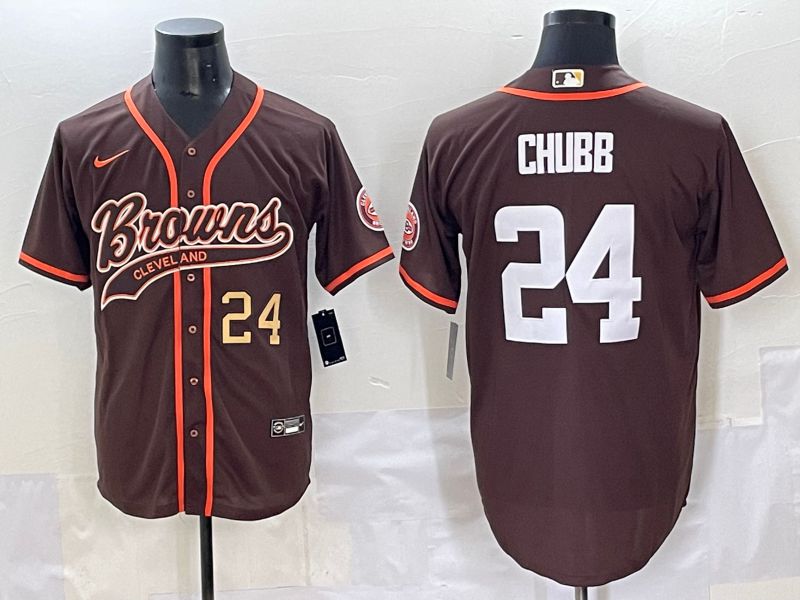 Men 2025 Cleveland Browns #24 Chubb Brown Joint Name Nike Limited NFL Jersey style 2->cleveland browns->NFL Jersey